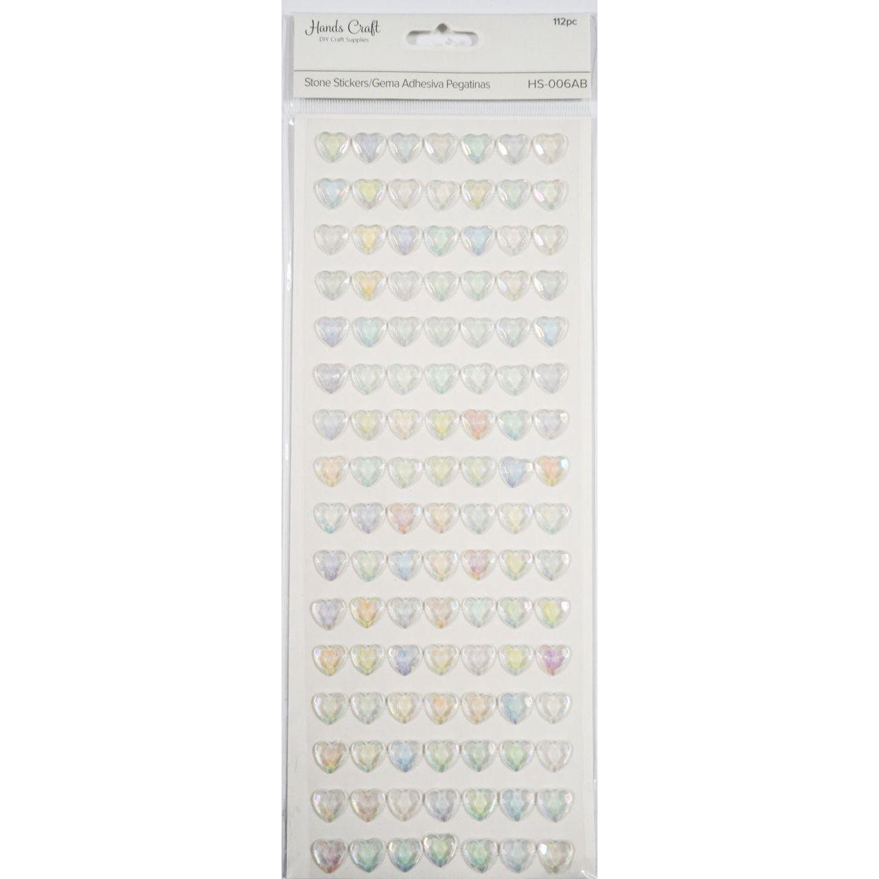 FACETED HEART STICKER CLEAR AB 112 PC