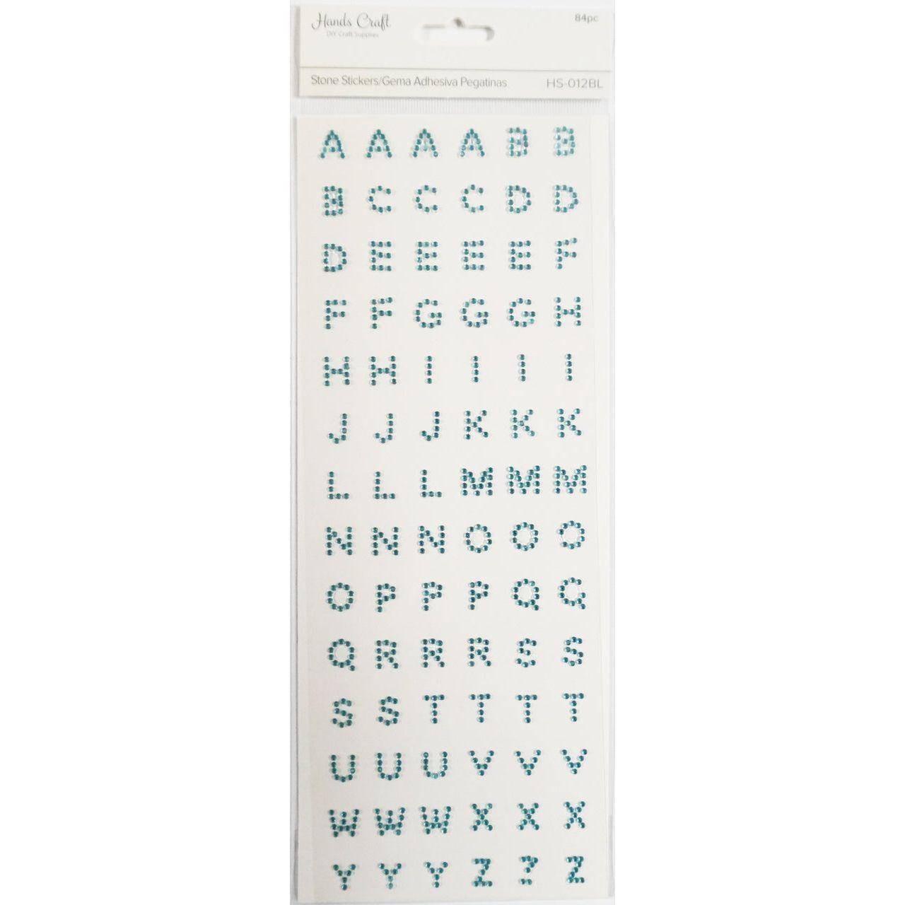 LETTER STONE STICKER BLUE 84 PC
