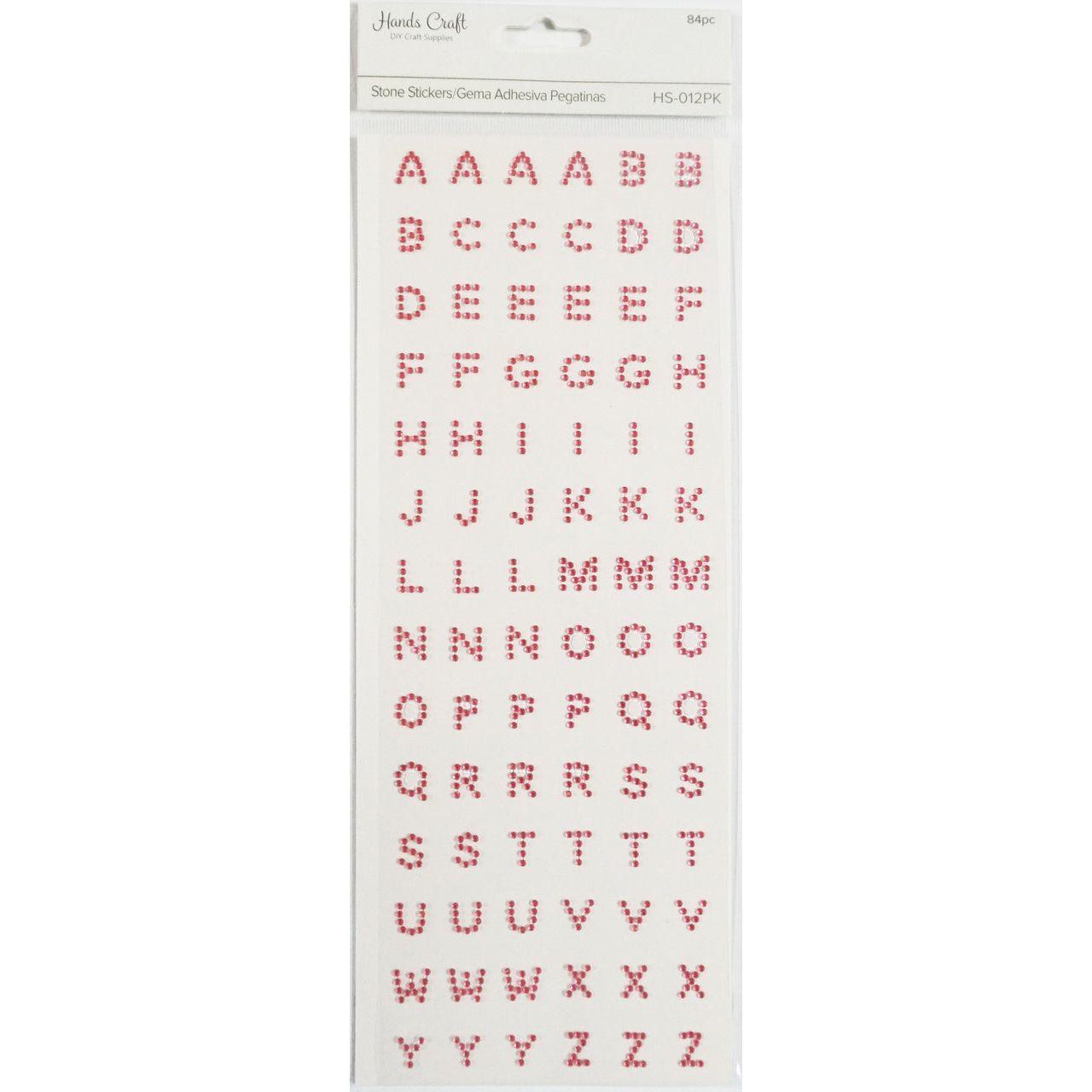 LETTER STONE STICKER PINK 84 PC