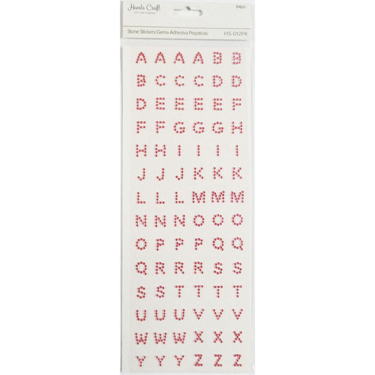 LETTER STONE STICKER PINK 84 PC