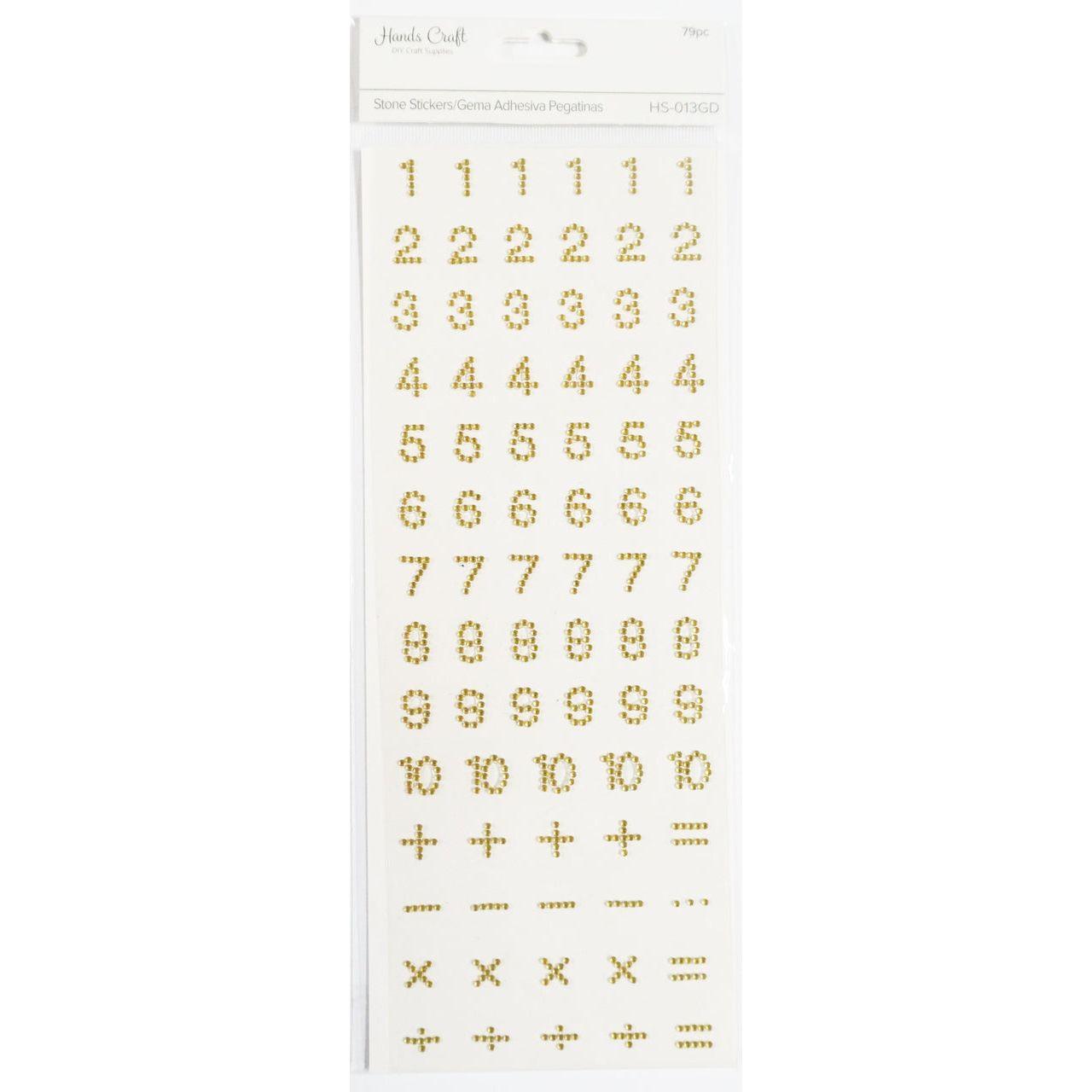NUMBER STONE STICKER GOLD 79 PC