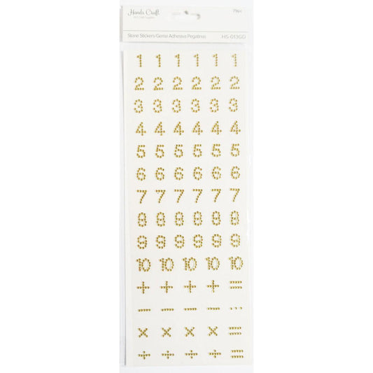 NUMBER STONE STICKER GOLD 79 PC