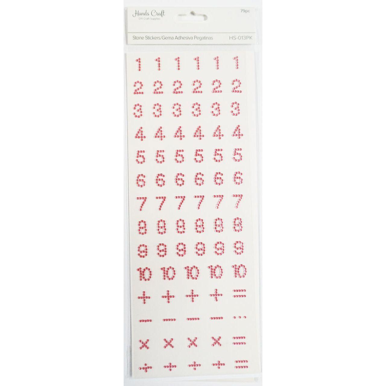 NUMBER STONE STICKER PINK 79 PC