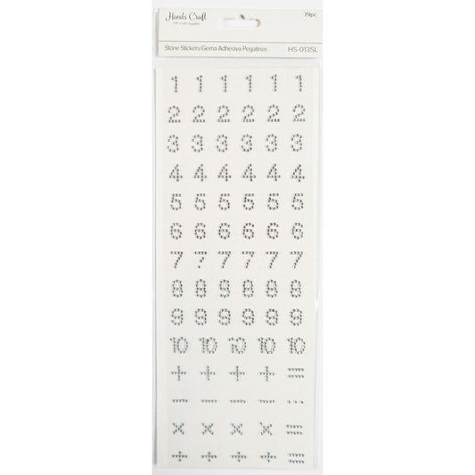 NUMBER STONE STICKER SILVER 79 PC