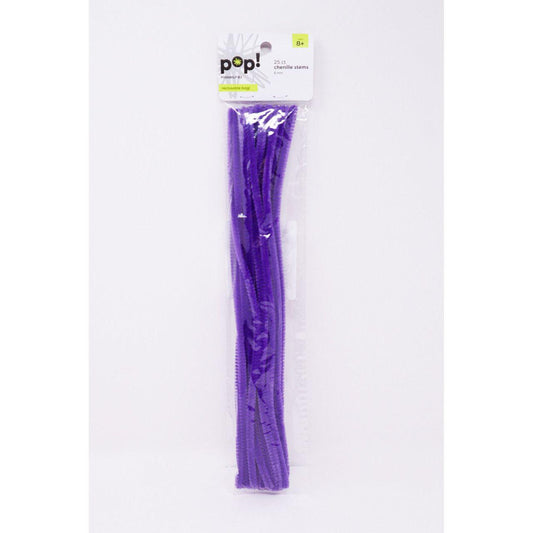 CHENILLE STEM PURPLE 6MM 25PC