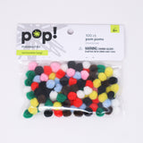 POMS MULTI COLORS .5IN 100PCS