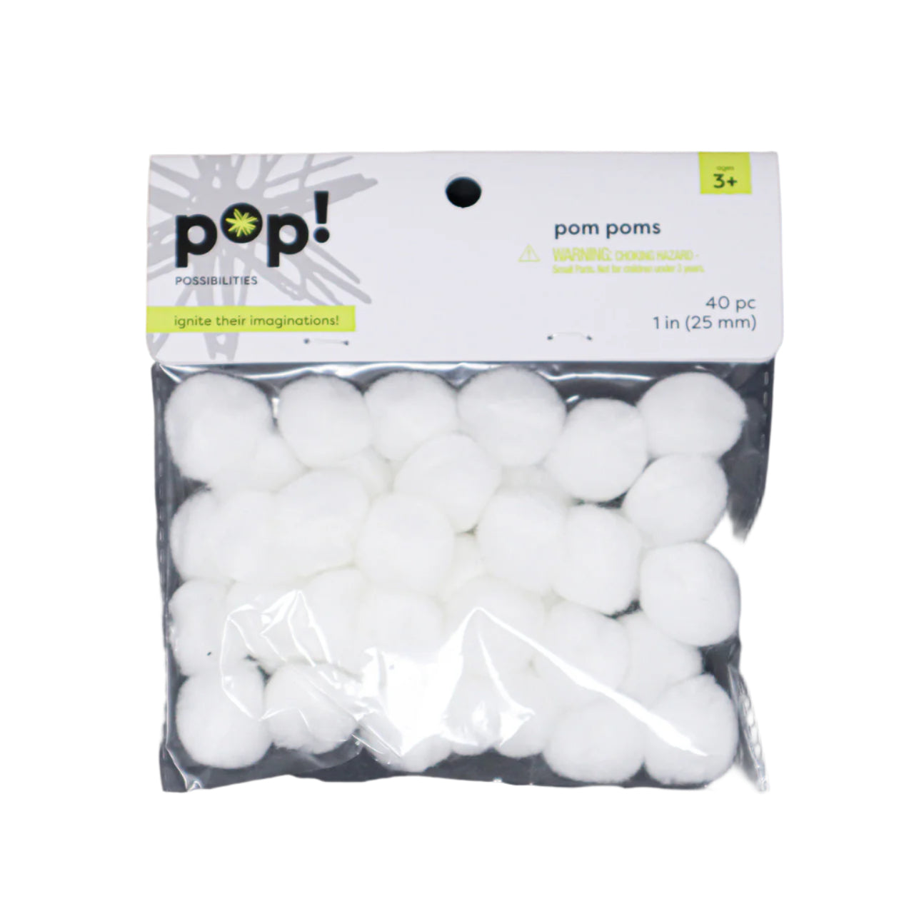 POMS WHITE 1IN 40PC