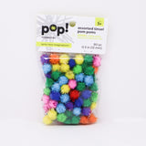 POMS TINSEL ASSORT .5IN 80PC