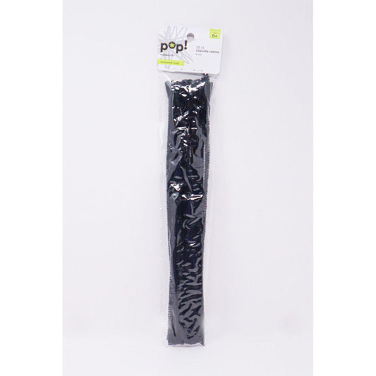 CHENILLE STEMS BLACK 6MM 25PC