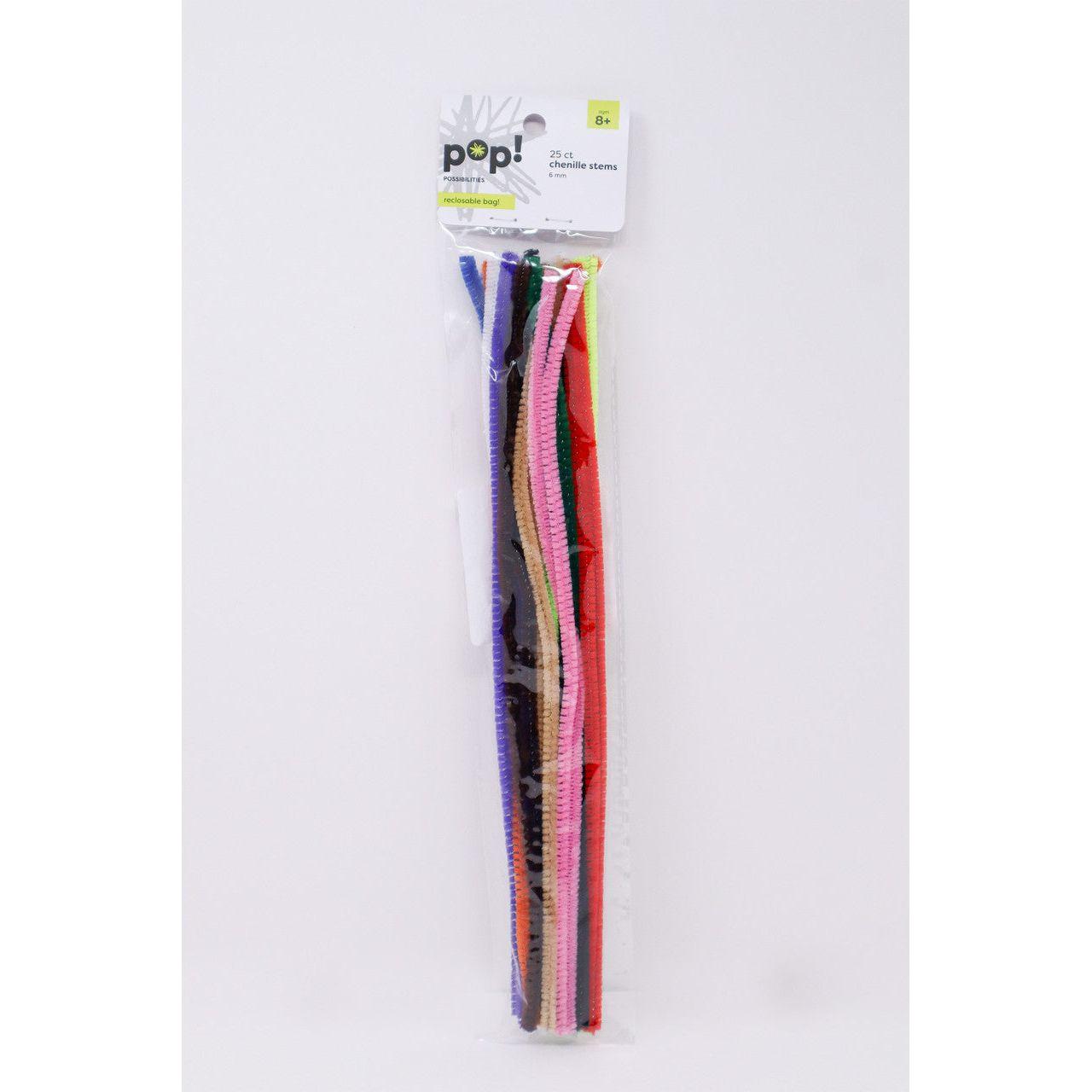 CHENILLE STEMS MULTI 6MM 25PC