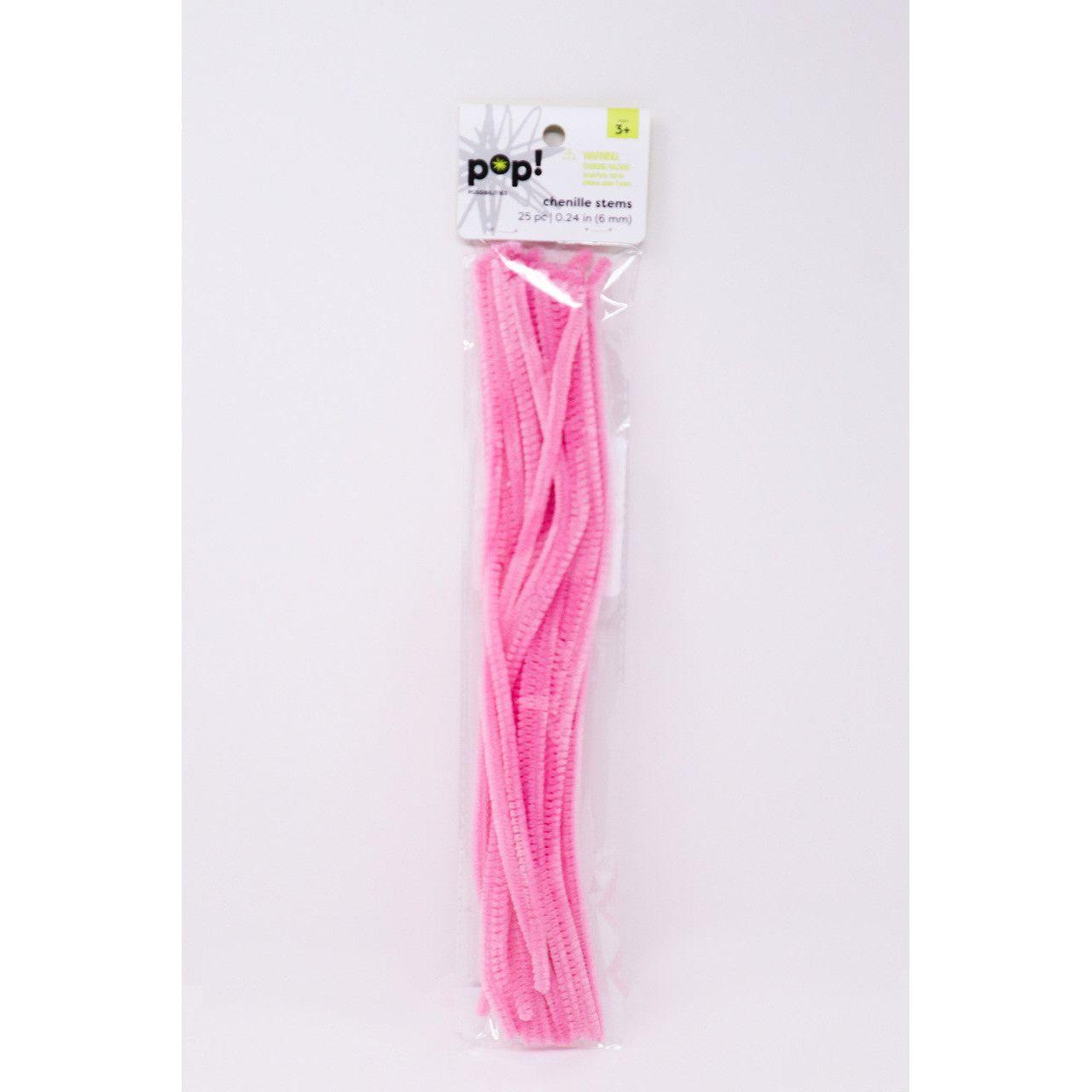 CHENILLE STEMS PINK 6MM 25P