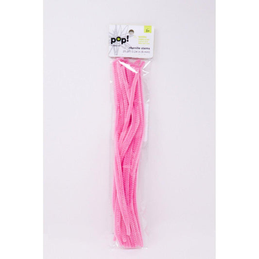 CHENILLE STEMS PINK 6MM 25P