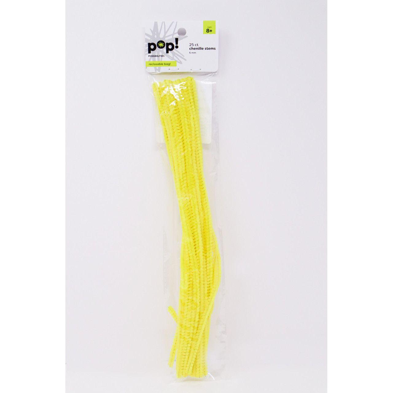 CHENILLE STEMS YELLOW 6MM 25PC