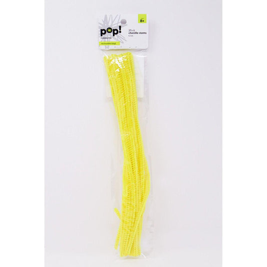 CHENILLE STEMS YELLOW 6MM 25PC