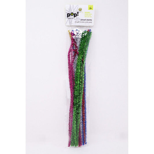 CHENILLE STEMS TINSEL MULT 6MM