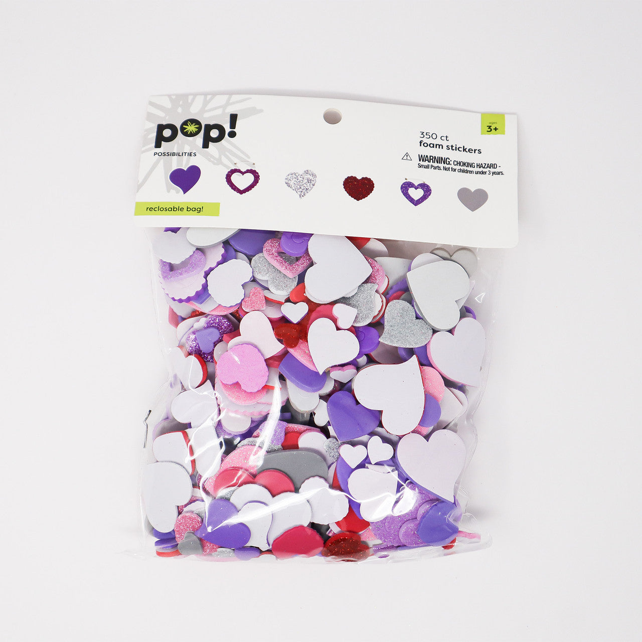 FOAM HEARTS SOLID AND GLITTER