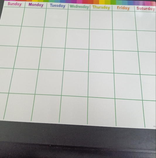 COLORFUL CALENDAR WRITE-ON/WIPE OFF CHART 17''X22'