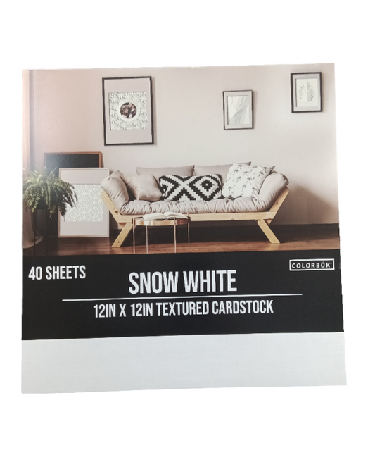 SNOW WHITE TEXTURED CARDSTOCK PAD 12X12 40 SHEETS