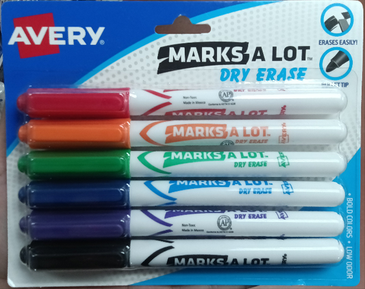 MARK A LOT 6 COLOR DRY ERASE MARKER