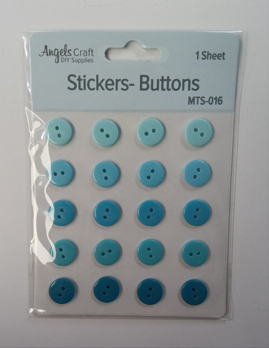 BUTTONS TEAL STICKERS 3.5'' 20PCS