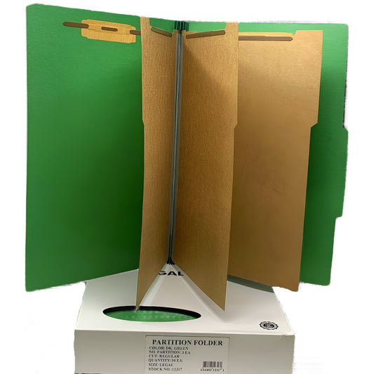 FILE FOLDER 3 PARTITION DARK GREEN LEGAL BOX/10