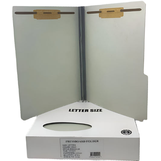 PRESSBOARD FOLDER 2 FASTENER GRAY LETTER BOX/25