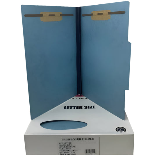Pressboard Folder | 2 Fastener | Blue | Letter | Box /25