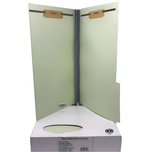 Pressboard Folder | 2 Fastener | Green | Legal | Box/25