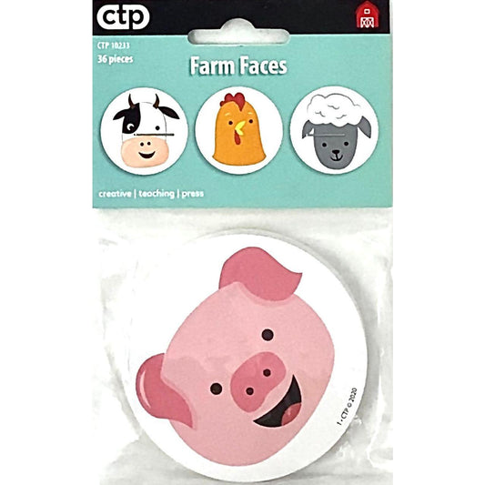 Farm Friends Farm Faces Cutouts 3in 36pcs