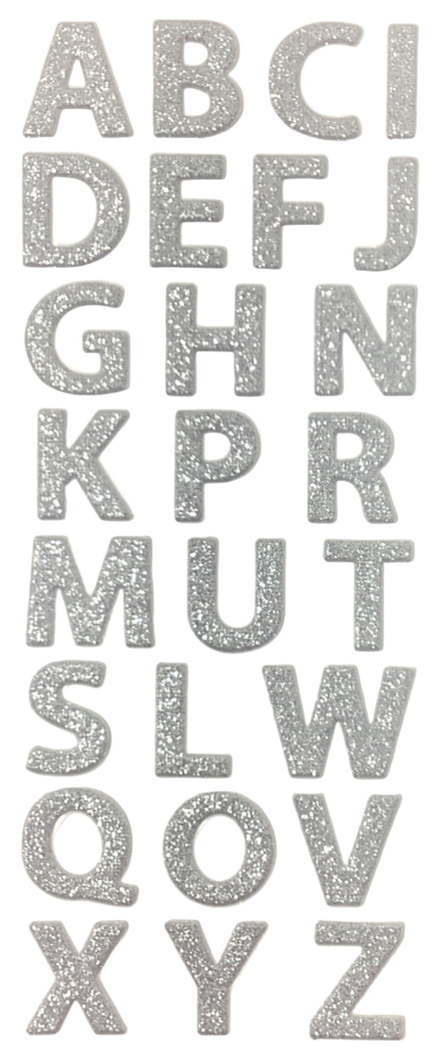 UPPER CASE ALPHABET GLITTER STICKER 5 COLORS 26 PC