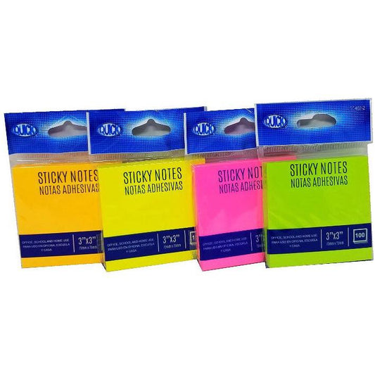 STICKY NOTES 3" X 3" ASST 100 PC