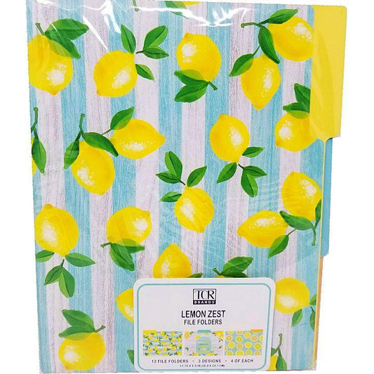 LEMON ZEST FILE FOLDERS 12/PK