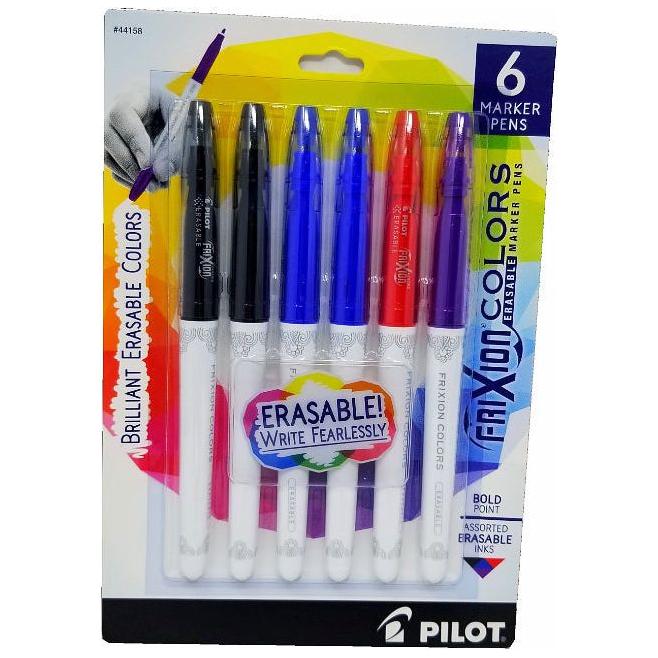 FRIXION MARKER PEN BOLD 6 PAQ.BLK\RED\BLU\PPL