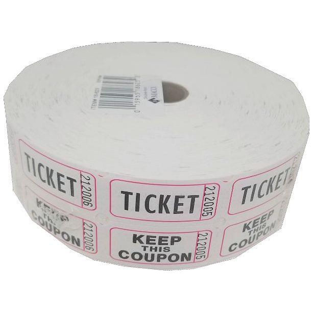 DOUBLETICKETS ROLL 1" X 2" WHITE 2000 PC