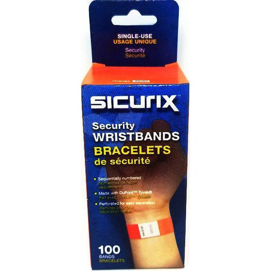 WRISTPASS DUPONT TYVEK WRIST BANDS ORANGE 100/PK