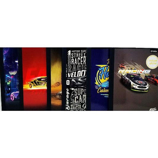 LIBRETA COSIDA SEMI FAST CARS 100HJS/200PAG