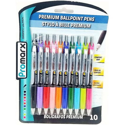 GRIPPY PEN RETRACTABLE ASSORTED COLORS PQ.10