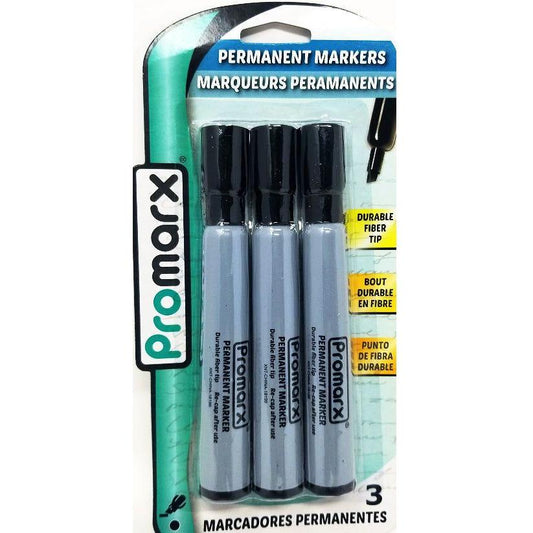 PERMANENT MARKERS BLACK CHISEL TIP PQ.3
