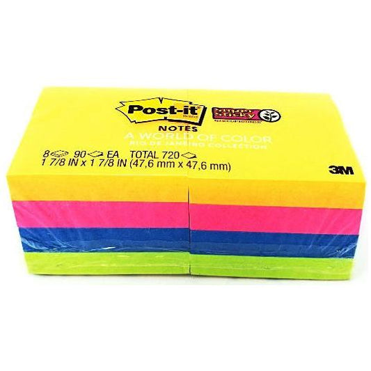 SUPER STICKY NOTES 2" X 2" ASST