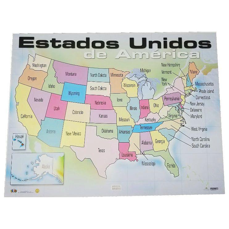 CARTEL MAPA ESTADOS UNIDOS DE AMERICA