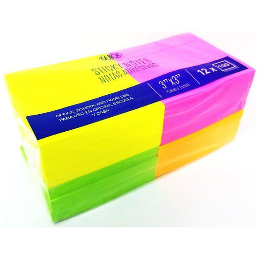 STICKY NOTE 3" X 3" NEON 100 PG