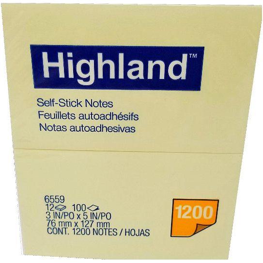 M3 HIGHLAND POST IT NOTE 3 X 5 YELLOW PQ.12