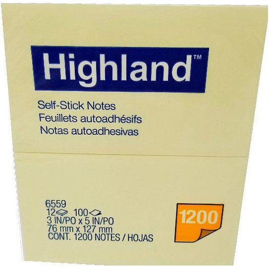 M3 HIGHLAND POST IT NOTE 3 X 5 YELLOW PQ.12