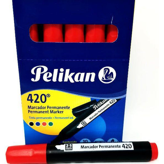 MARCADOR PERMANENTE 420 ROJO CJ.10