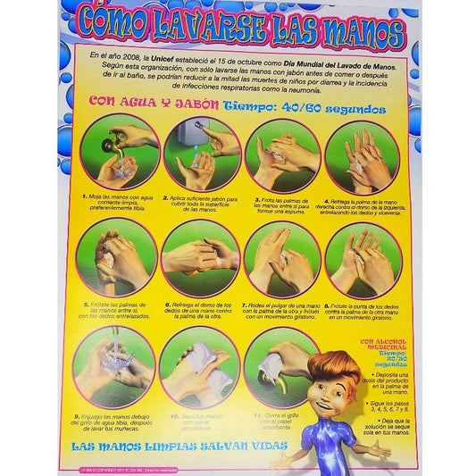 CARTEL COMO LAVARSE LAS MANOS