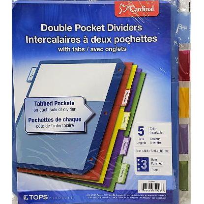 PLASTIC 2 POCKET INDEX DIVIDER 5 TAB ASST LETTER