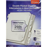 PLASTIC 2 POCKET INDEX DIVIDER 5 TAB CLEAR LETTER