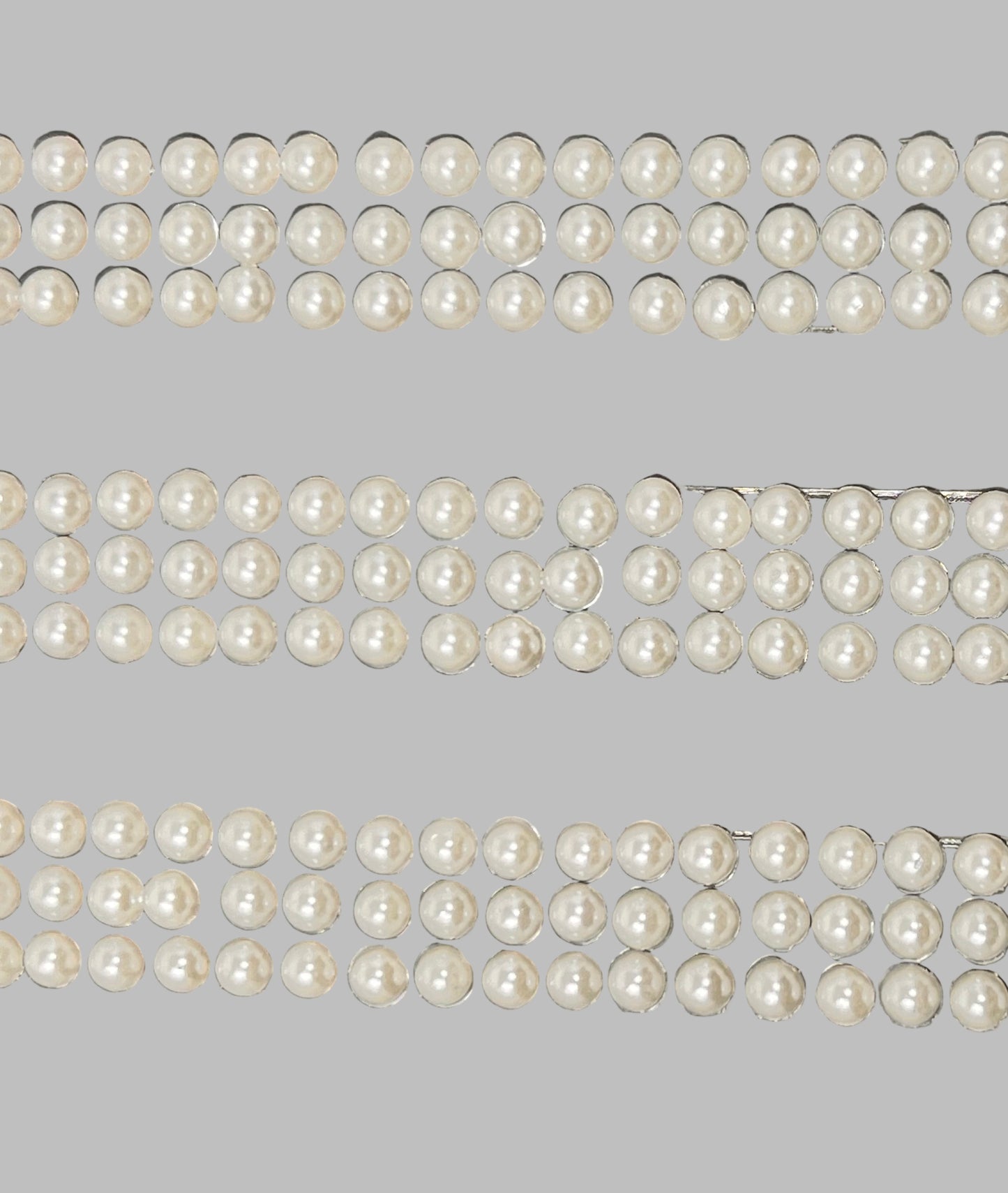 MICRO HALF-PEARL METAL STONE STICKER WHITE