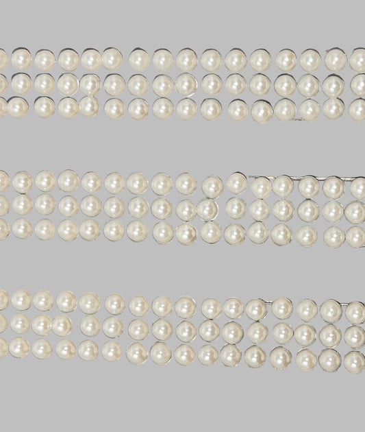 MICRO HALF-PEARL METAL STONE STICKER WHITE