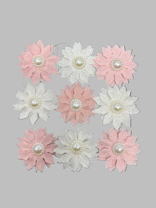 CANVAS ADHESIVE FLOWER | PINK AND WHITE WHITE PEARL